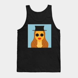 Illustrated girl with a hat Tank Top